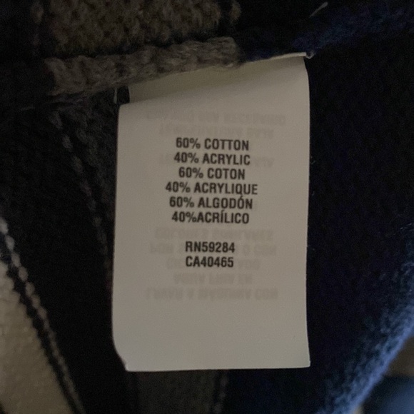 🎈$10 add on. Youth Gap Sweater. Zip collar navy grey white striped. - Picture 8 of 9